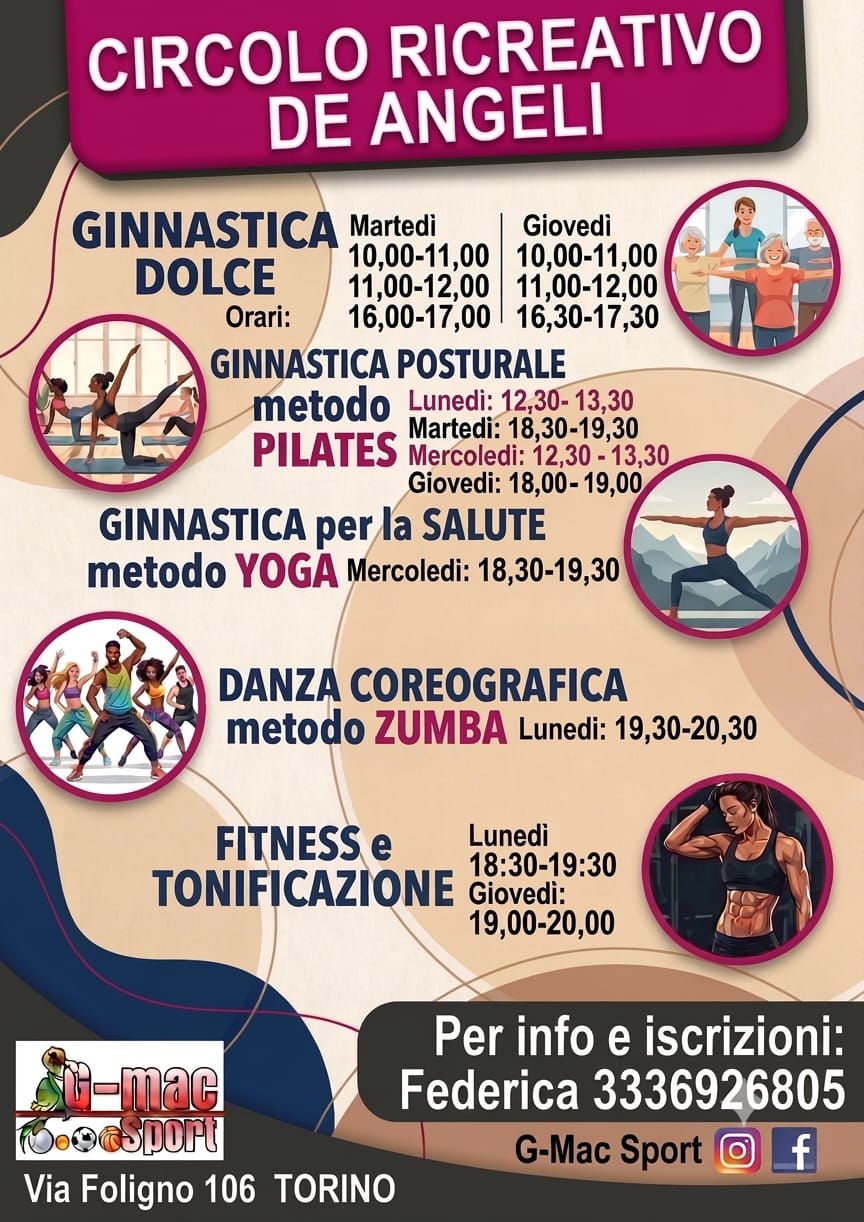 Corsi fitness Torino: il programma completo di G-MAC SPORT